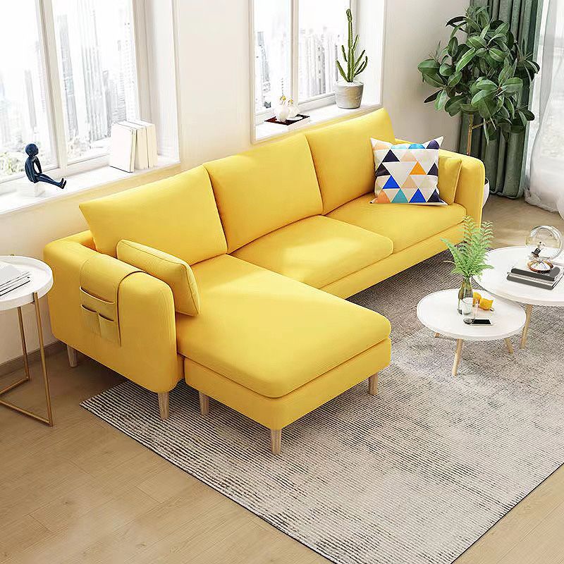 Scandinavian Velvet Removable Cushions Square Arm Sofa Slipcovered Sectional
