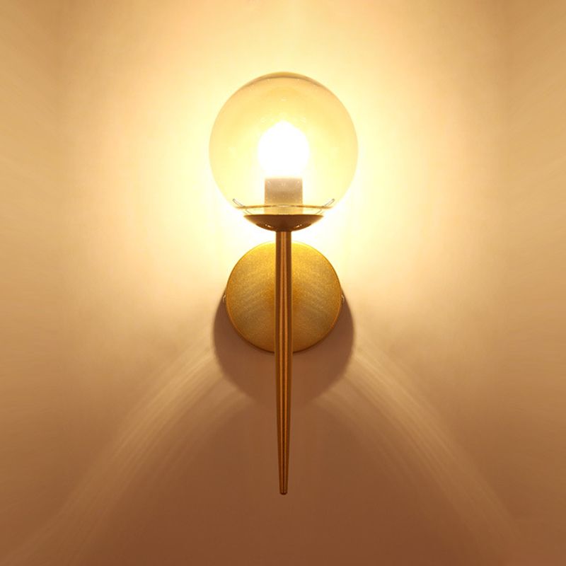 Industrial Style Ball Shape Wall Sconce Glass 1 Light Sconces for Hallway