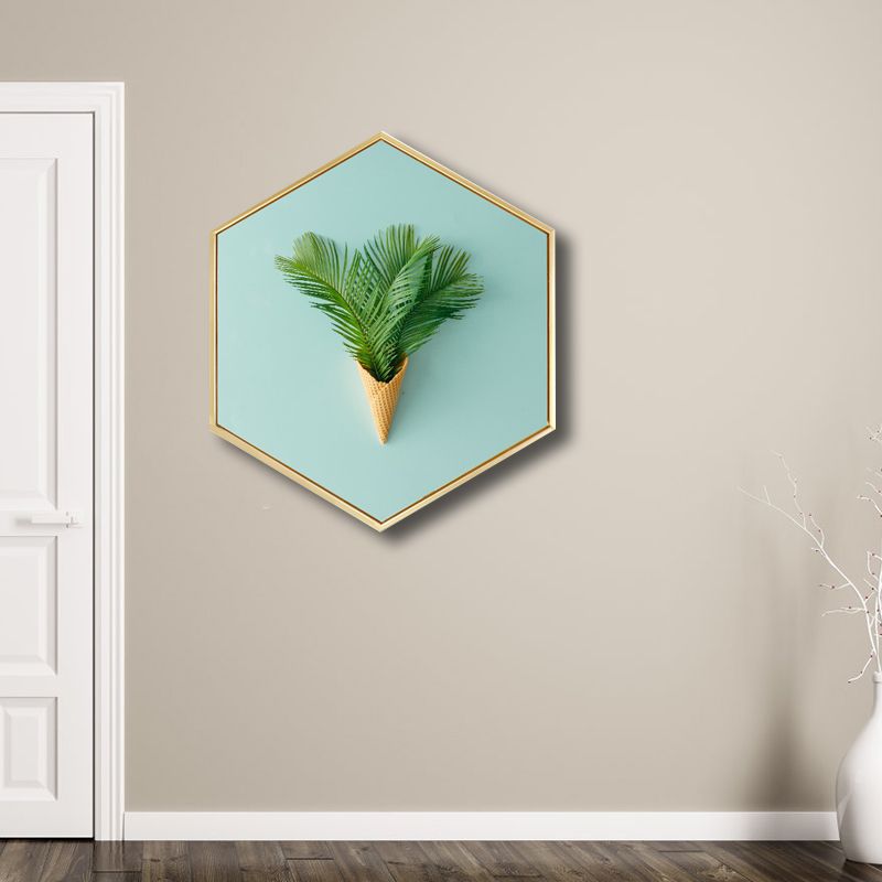 Green Botanical Canvas Print Scandinavian Textured Wall Art Decor for Living Room