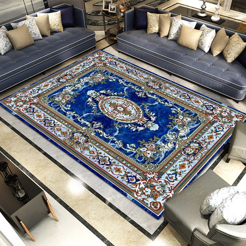 Modern Flower Print Rug Marble Surface Area Carpet Friendly Washable Carpet for Home Decoration