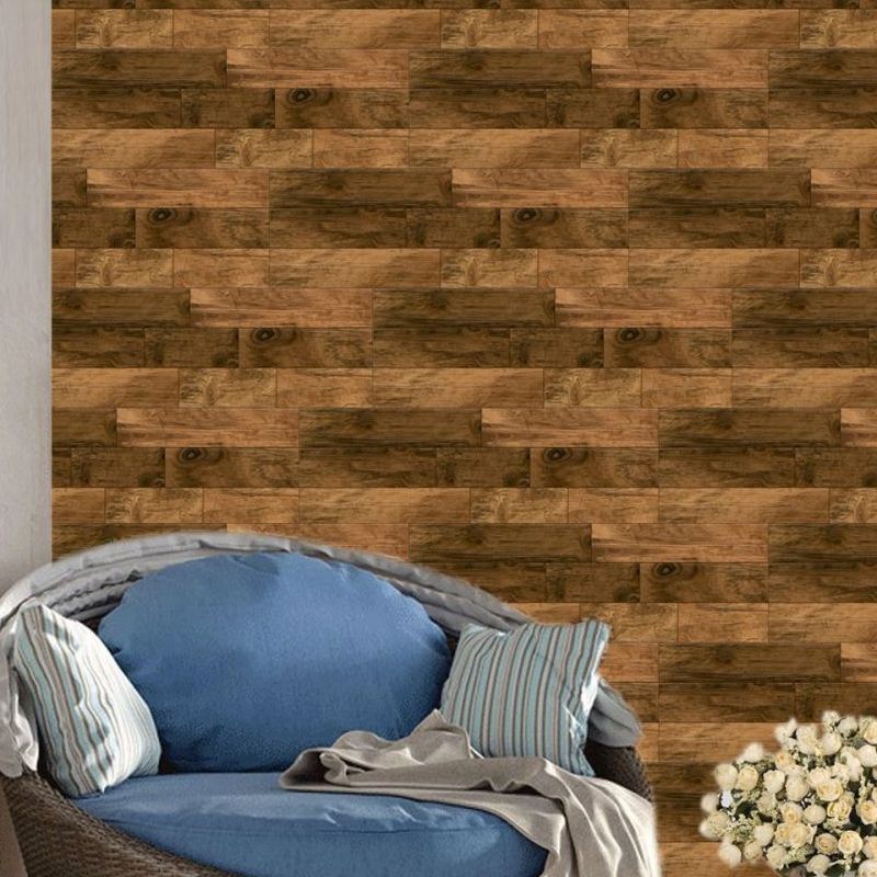 Brown Reclaimed Wood Wallpaper Panels Peel and Stick Wall Decor for Kitchen (4 Pcs)