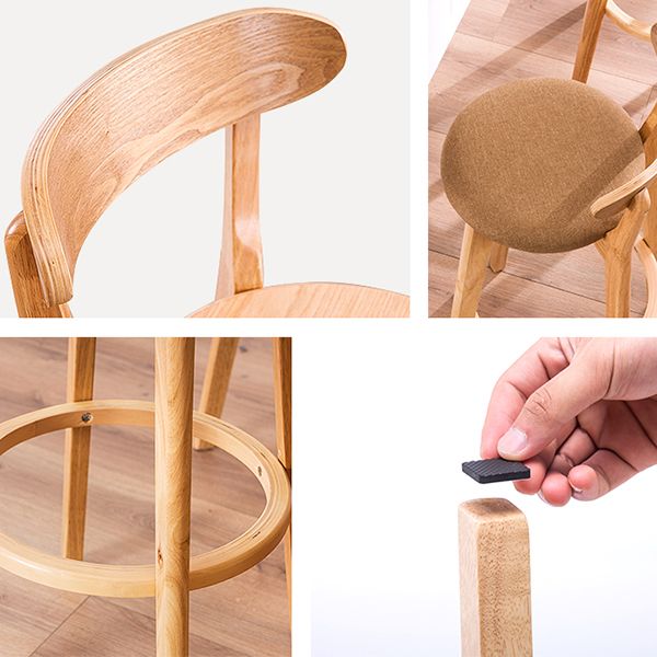 Contemporary Beech Home Barstool Matte Finish Upholstered Bar Stools