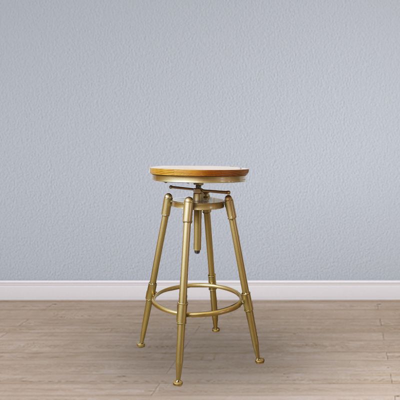 Nordic Armless Counter Stool Iron Bar Stool with Seat and Pedal