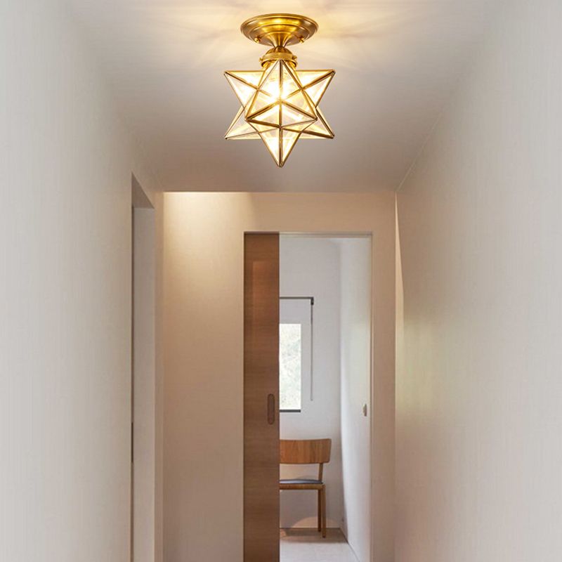 Colonical Creative Star - Lámpara de techo individual de cobre con pantalla de cristal