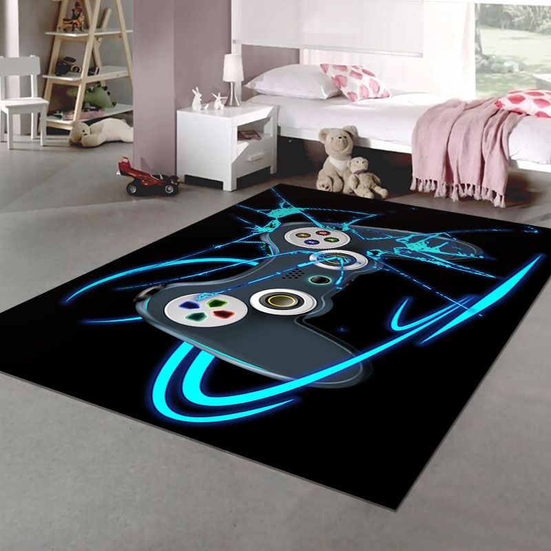 Trendy Gamepad Pattern Carpet Polyester Area Rug Stain Resistant Rug for Living Room