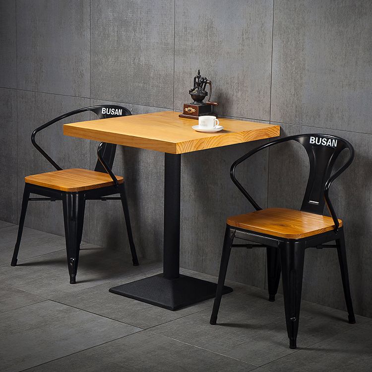 Industrial Massivholz Esstisch Brauner Quadratisch mit Sockelbasis für Esszimmer