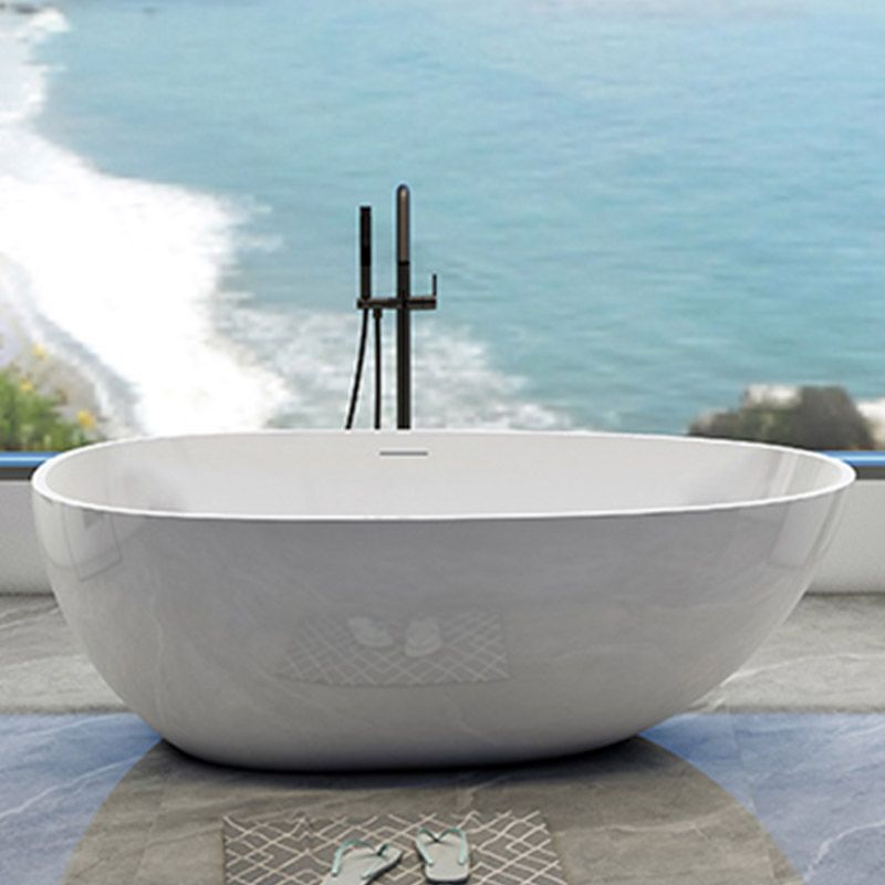 Modern Stone Bathtub Freestand Soaking Bathtub with Drain Bath Tub