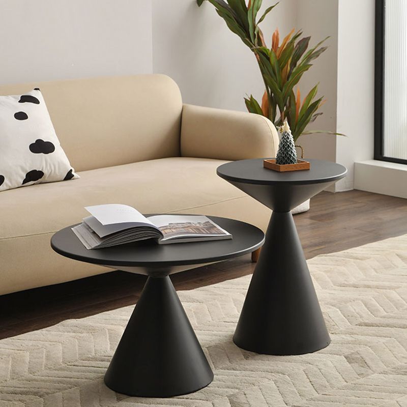 Contemporary Corner Table Round Pedestal Solid Wood Accent Side Table