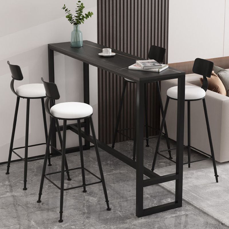 Sintered Stone Bistro Bar Table Footrest Metal Base Bar Table for Living Room