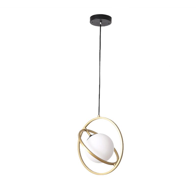 Gold Round suspendu plafonnier simplicité 1 lampe à chute en métal de tête pour salle à manger