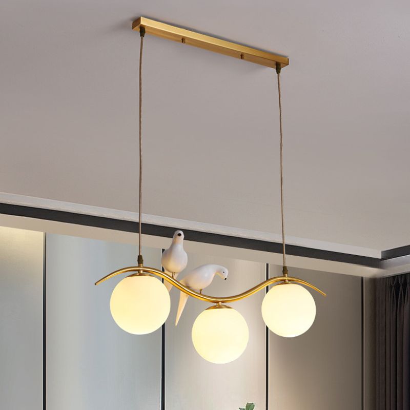 Industrial Style Globe Shape Island Lights Metal 3/4 Lights Pendant Light in Gold
