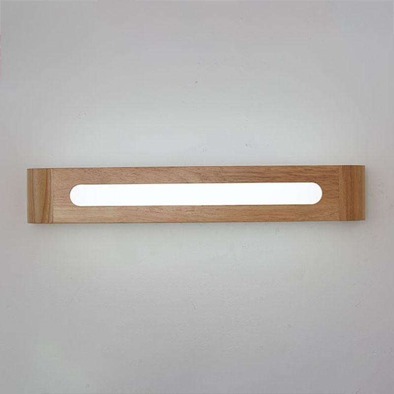 1 Light Rectangle Wall Mounted Lamps Modern Style Wood Wall Lights