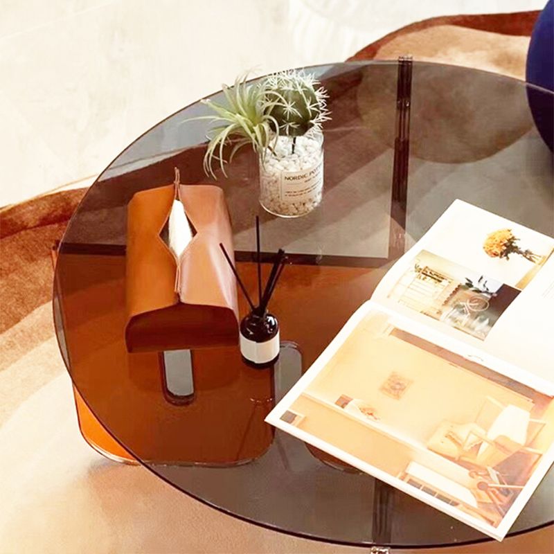 Acrylic Round Coffee Table Clear Cocktail Table for Living Room