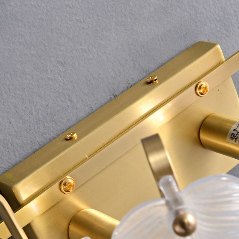 Solid Brass and Glass 2 - Light Wall Sconce in Gold Finish Modern Wall Light