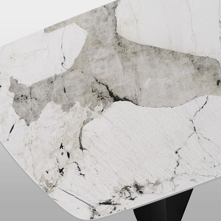 Metal Traditional Luxury Rectangle Table Sintered Stone Indoor Table for Kitchen