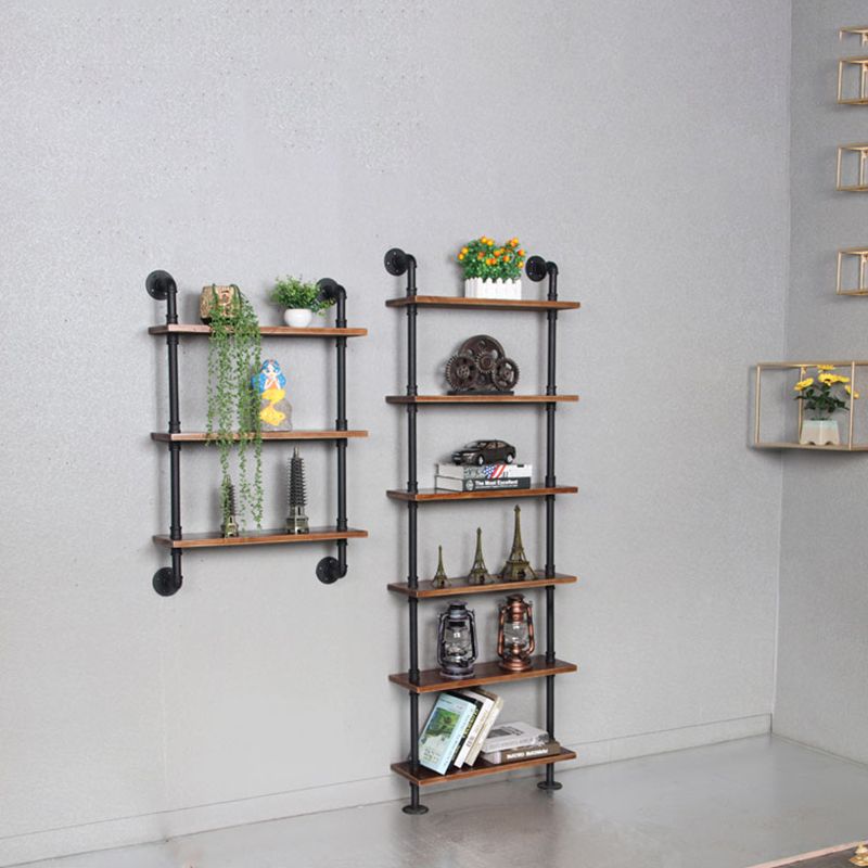 Metal Floating Bookcase Industrial Style Closed Back Shelf for Home Office
