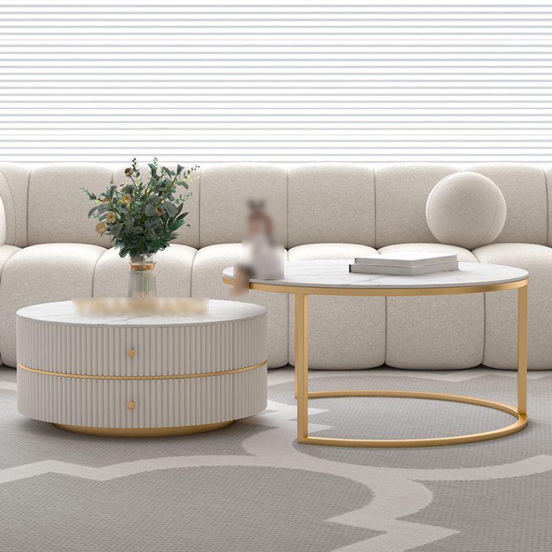 Round Nesting Coffee Table Set Frame Coffee Table with Storage