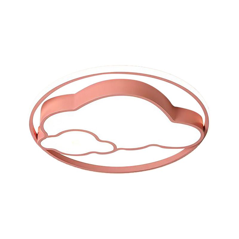 Contemporary Cloud Shade Flush Pendant Light Acrylic LED Child Bedroom Blue/Pink Ceiling Lamp in Warm/White Light