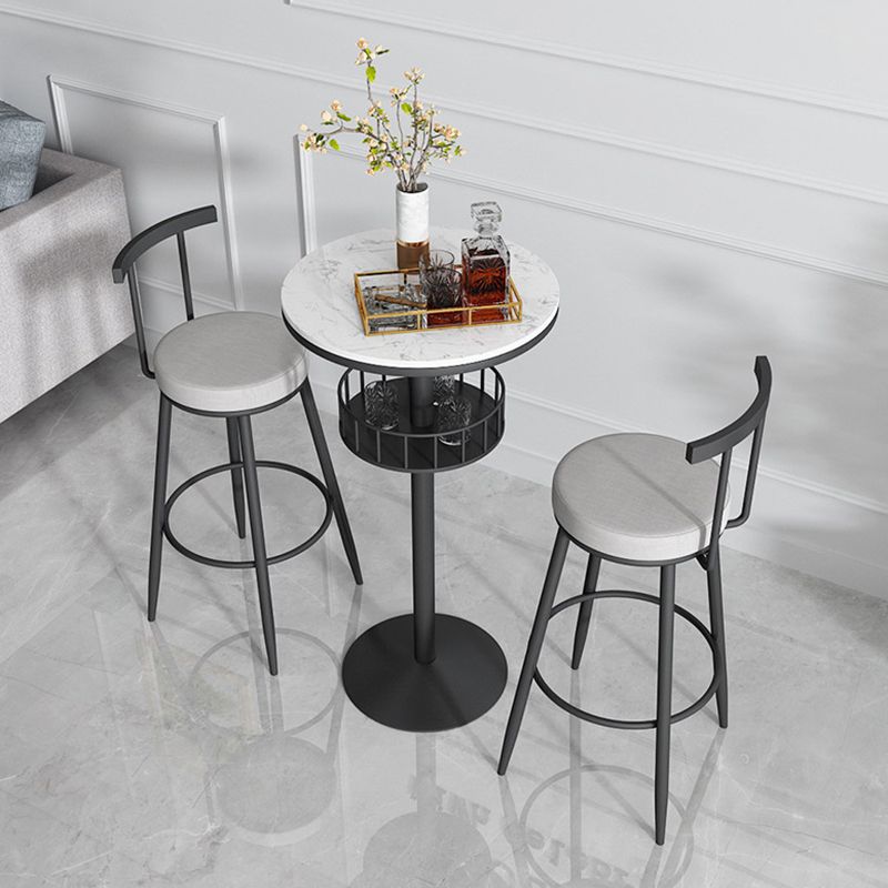 Scandinavian Metal Barstool Fabric Counter Stool in Matte Finish