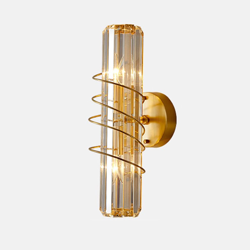 2 / 3 - Light Wall Light Solid Brass and Crystal Post Modern Wall Sconce