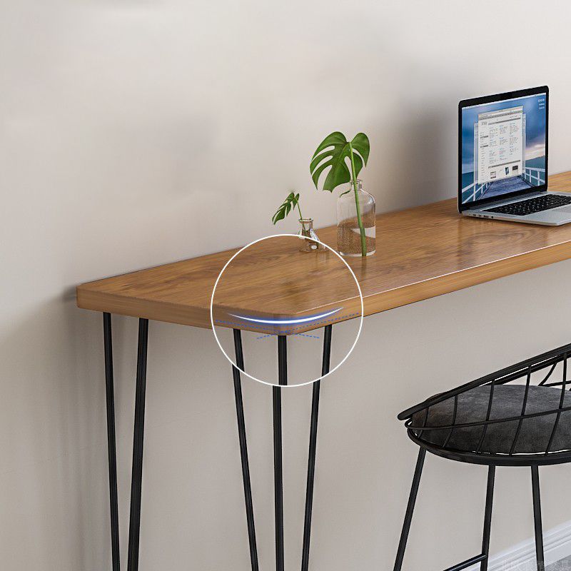 Wood Bar Dining Table Modern Rectangle Bar Table with 4 Legs Base for Milk Tea Shop