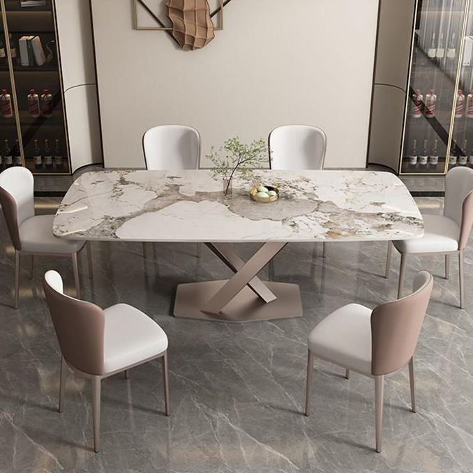 Glam Dinette Set for Dining Room 1/2/5/7 Pcs Glossy White Dining Table Set