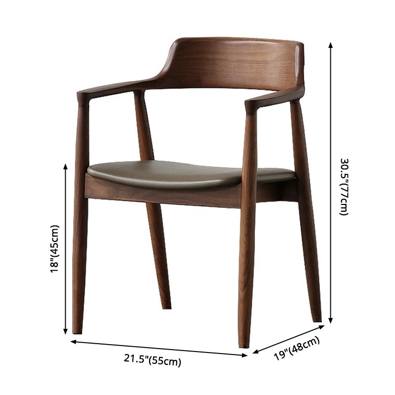 Contemporary Dining Chair 20'' Wide Open Arm Chair with 4 Wood Legs for Home