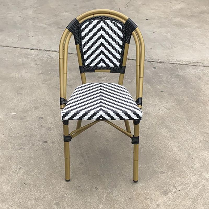 Tropical Outdoor Bistro Chairs Rattan Armles Stacking Patio Dining Chair