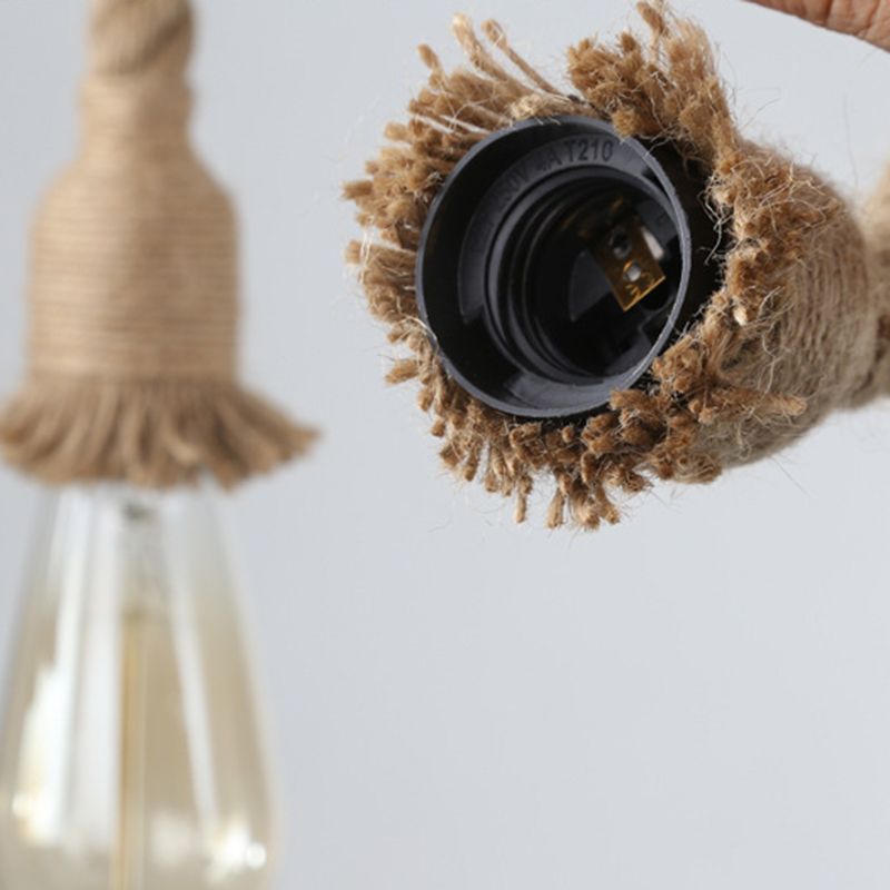 Hemp Rope Hanging Island Light Industrial Hanging Lighting Fixture for Dining Room