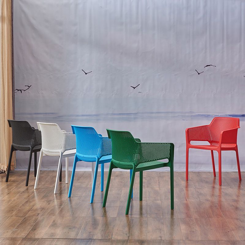 Modern Style Dining Chair Arm Dining Chair with Plastic Legs for Kitchen