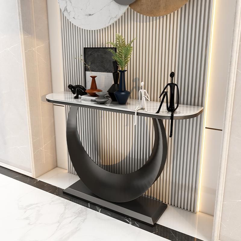 Glam Console Accent Table Scratch Resistant Console Sofa Table in Stone