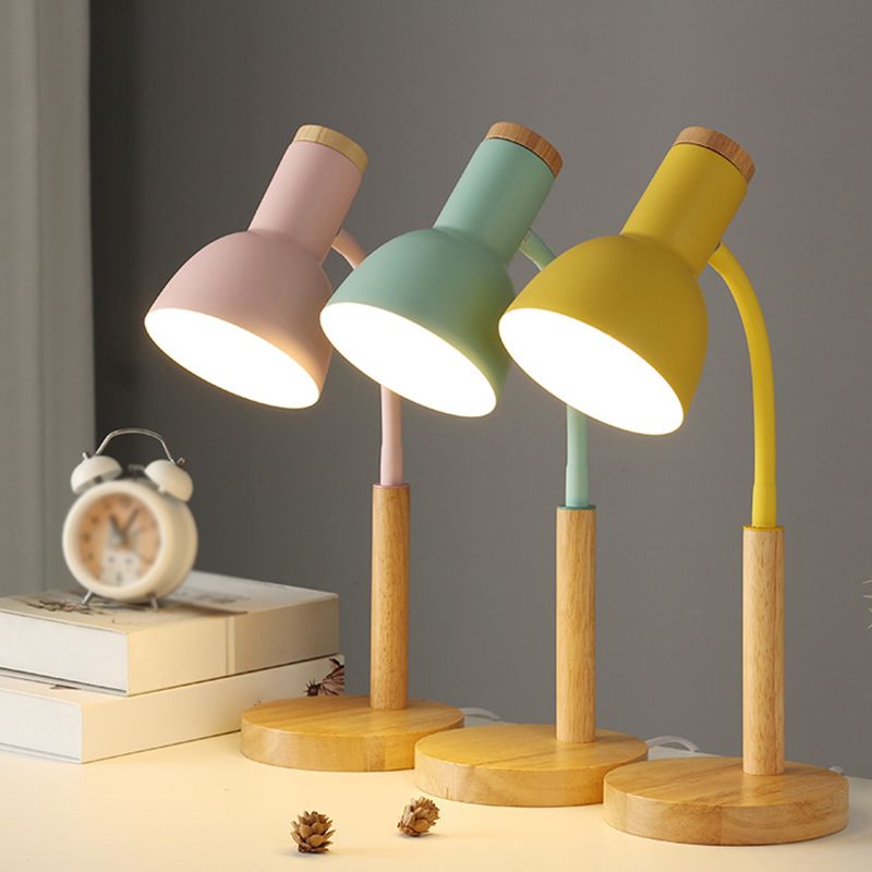 Macaroon Style Night Table Lamps Bell 1-Light Nightstand Lights with Metal Shade for Bedroom