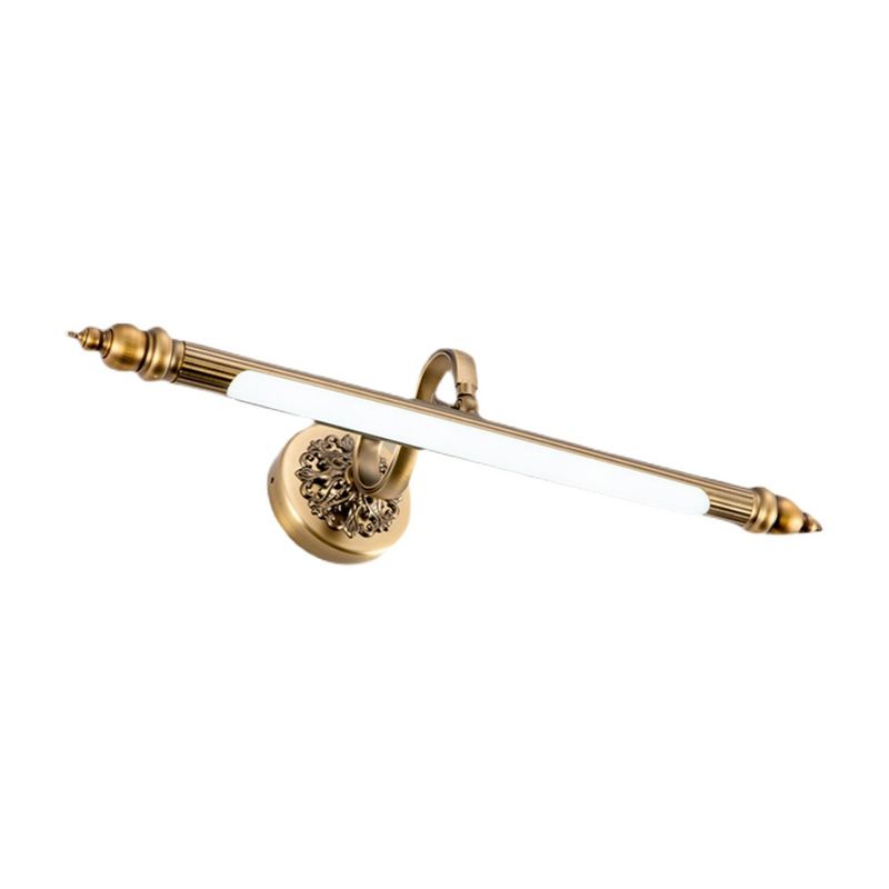 Linear Shade Metal Wall Sconce Modern Style 1-Light Mirror Wall Mount Lighting in Brass