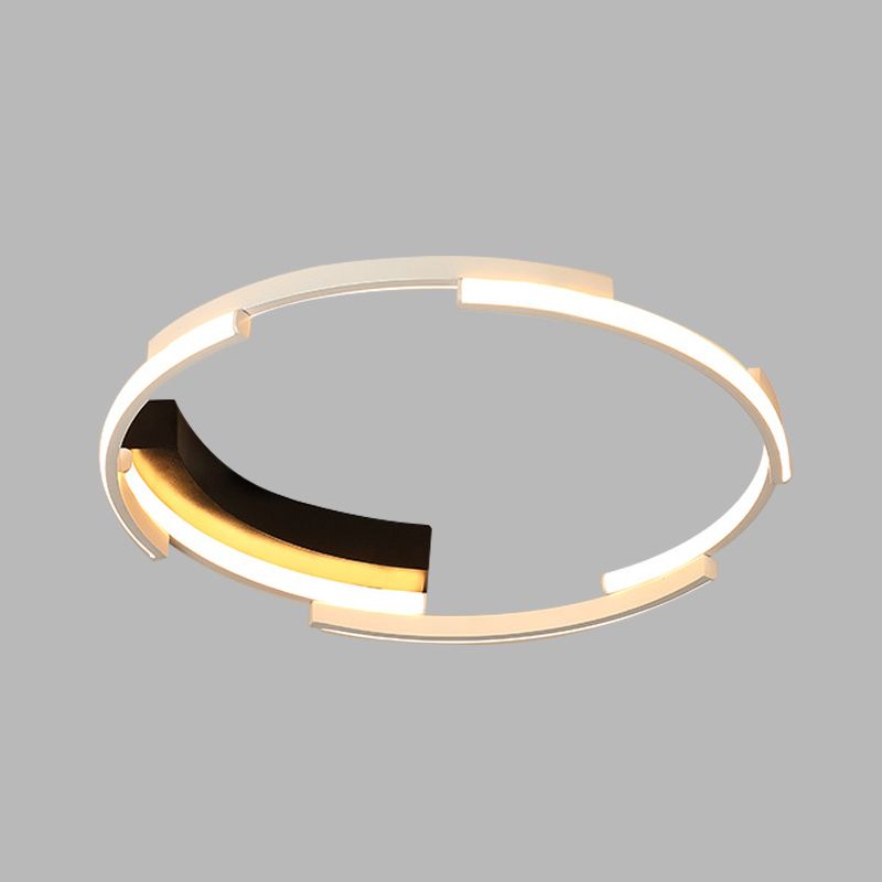 Acrylic Spliced Ring Flush Light Simple 16.5"/19.5" Dia LED Flush Mount in White and Black for Bedroom, White/Warm Light