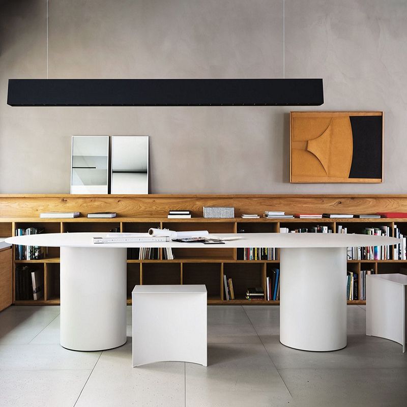 Tavolo da pranzo ovale in legno massiccio contemporaneo tavolo da pranzo cucina con doppia base di piedistallo