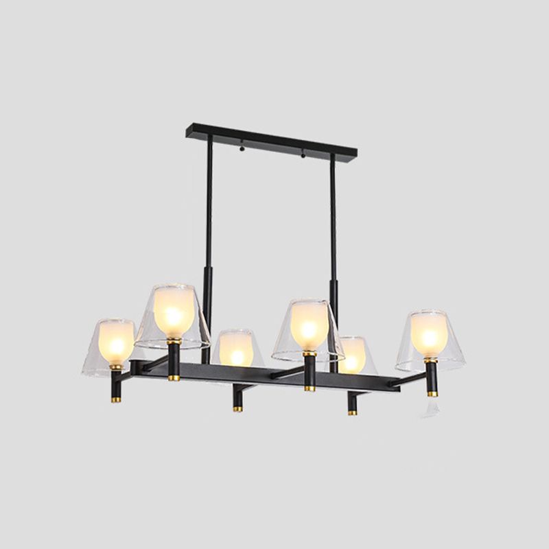 Industrial Island Light Glass Pendant Lighting Fixture for Dining Room