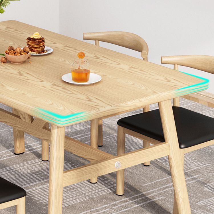 Wooden Modern Dining Room Set Standard Height with Trestle Base Formal Table Set for Home Use