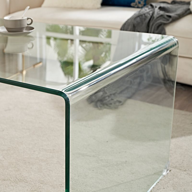 Modern Clear Glass Coffee Table 19.69"h Minimalist Cocktail Table