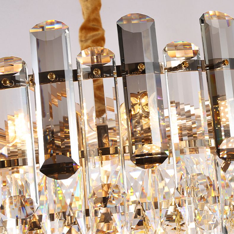 Round Pendant Lighting Fixture Modern Crystal Chandeliers for Dining Room