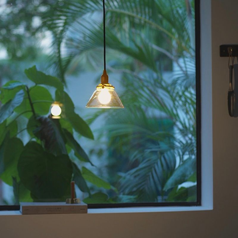 Clear 1 Light Cone Pendant Lamp Industrial Minimalist Glass Hanging Lamp for Living Room