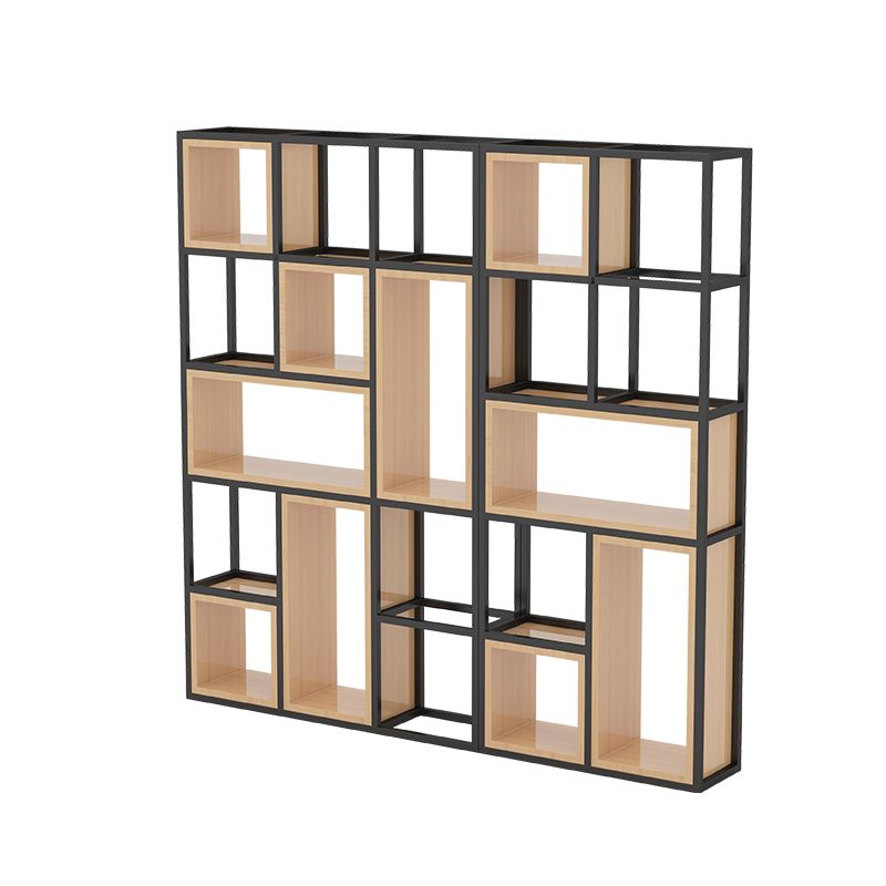 Industrial Open Etagere Bookshelf Iron Frame Solid Wood Shelf Bookshelf