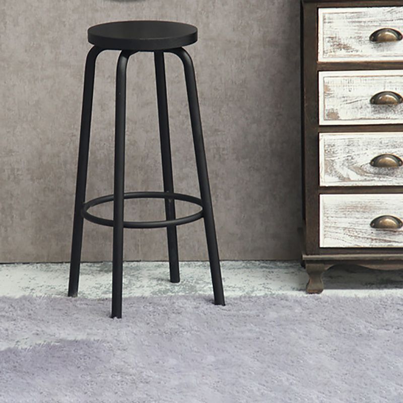 Industrial Metal Counter Height Stools Armless Bar Stool in Black