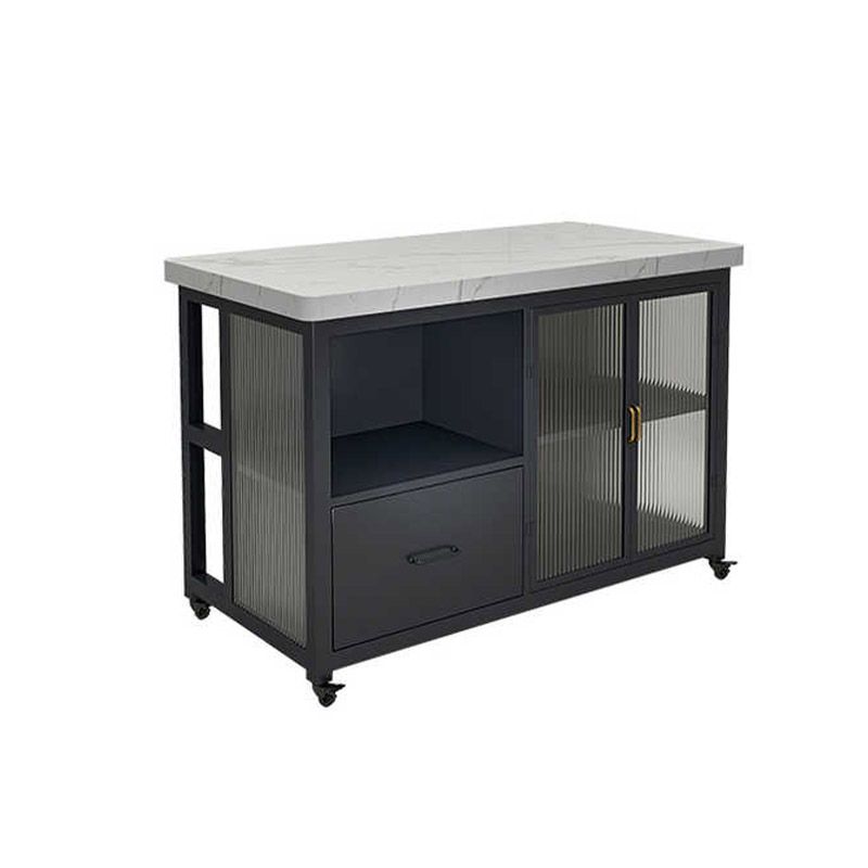 Modern Prep Table Rectangular Rolling Dining Room Kitchen Trolley
