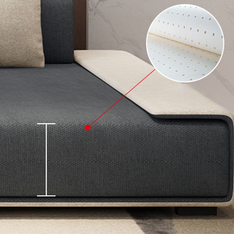 Contemporary L-Shape Sofa & Chaise with Bolster Pillows for Living Room
