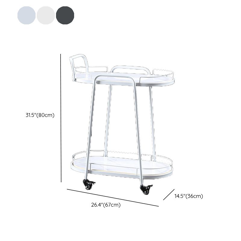 Contemporary Style Oval Prep Table Rolling Metal Prep Table for Kitchen