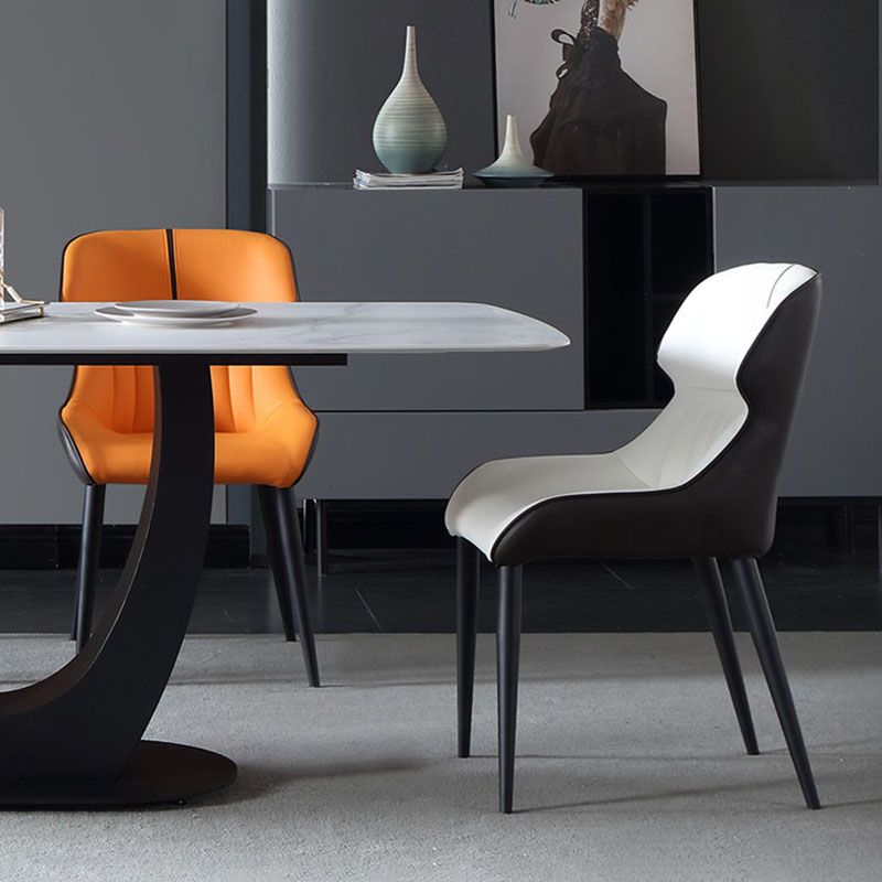 Industrial Wingback Parsons Side Chairs Leather Dining Side Chair