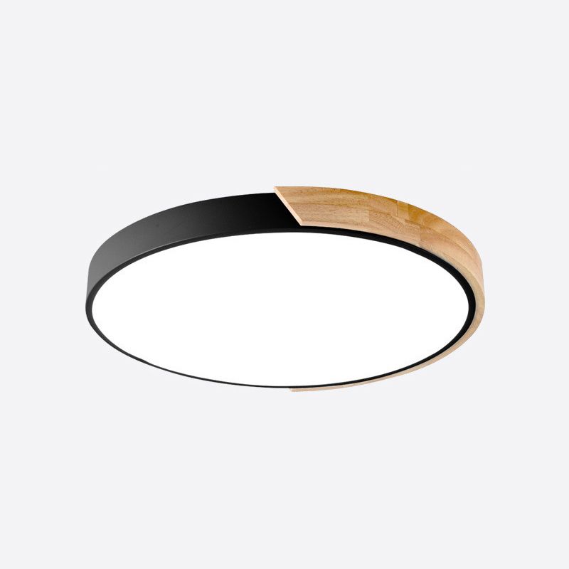 Lámpara de techo circular de hierro de estilo nórdico moderno con montaje empotrado LED acrílico Macaron para sala de estar