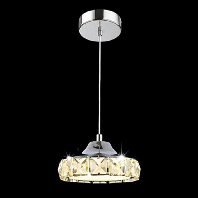 Crystal Disc Sospension Ciondolo in stile Contemporary LED Apparecchio di illuminazione sospesa in argento