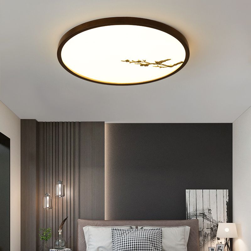 Geometrisches Wohnzimmer Flush montiert Licht Holz Nordic LED Flush Licht in Braun mit Faux Plant Decor