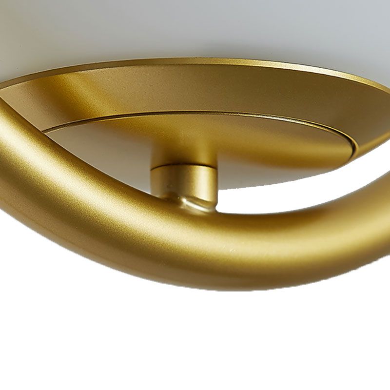 Gold Ball Pendant Light Post Modern Led White Glass Hanging Lamp with V Shape Rod for Dining Room